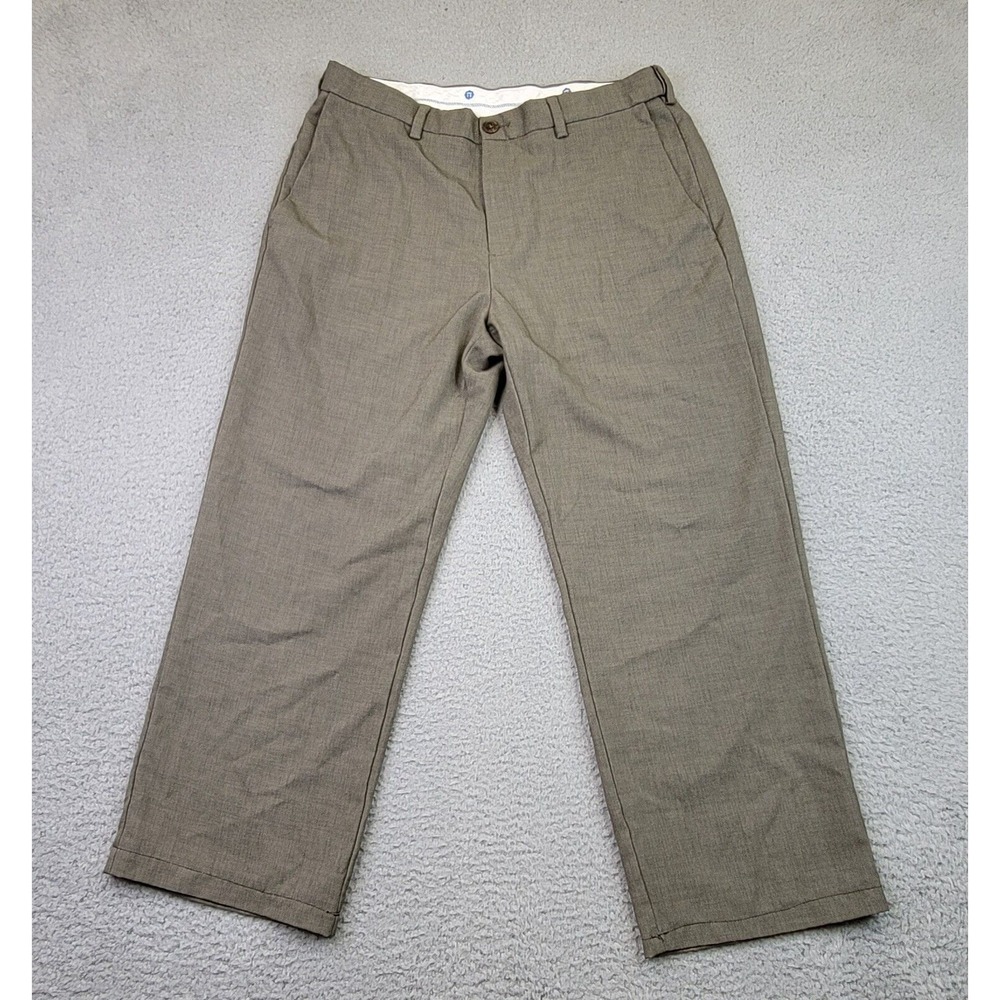 Haggar Men's Slacks Pants Size 34x29 Gray Brown Trousers Straight 32X25.5